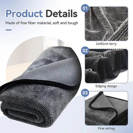 2 Pcs Microfibre Glass Cleaning Cloth Car Towel Window Dish Washing 40*60cm