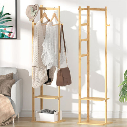 Bamboo Garment Coat Clothes Stand Rack Hat Shoe Thicken Wooden Hanger Shelf Tidy