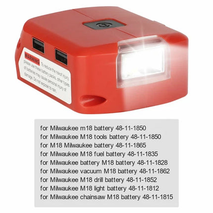 Dual USB Port Phone Charger Adapter Li-ion Battery For Milwaukee 18V/20V Battery