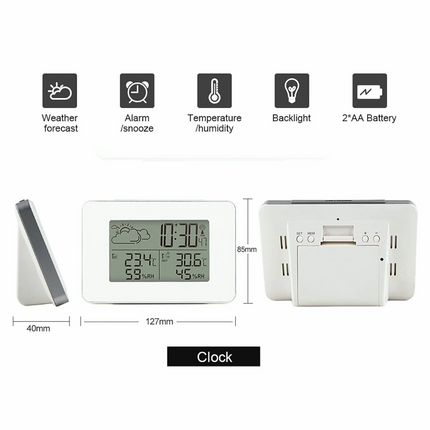 Digital LCD Indoor & Outdoor Weather Station Clock Thermometer Wireless Sensor