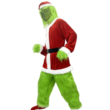 Grinch Costume Cosplay Green Monster Costume Furry Xmas Santa Full Set Outfit