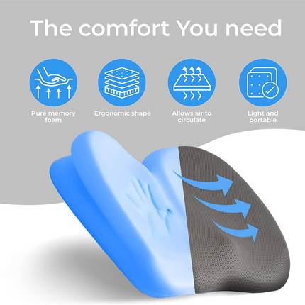 Memory Foam Chair Cushion for Back Support, Sciatica Pain Relief