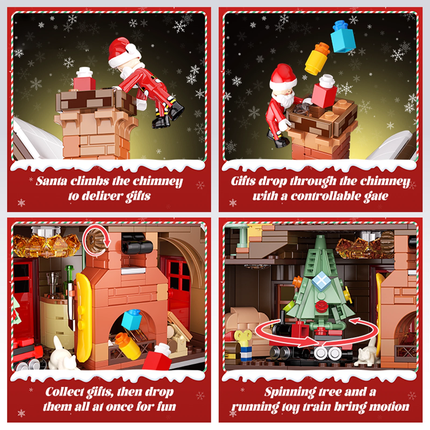 LED Christmas Cabin House Interactive Building Blocks Mini Bricks Toy Gift AU