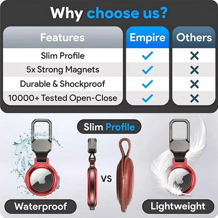 For Apple AirTag Heavy Duty Metal Case Air Tag Shell Shockproof Cover Red