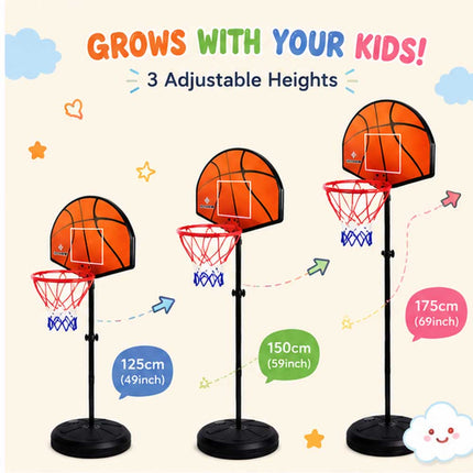 2 in 1 Kids Basketball Hoop & Magnetic Dart Board Set Adjustable Height Indoor