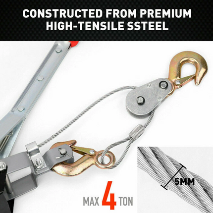 4 Ton Ratchet Hand Winch Puller Comealong Come Along Truck Lift Hoist w/2 Hooks