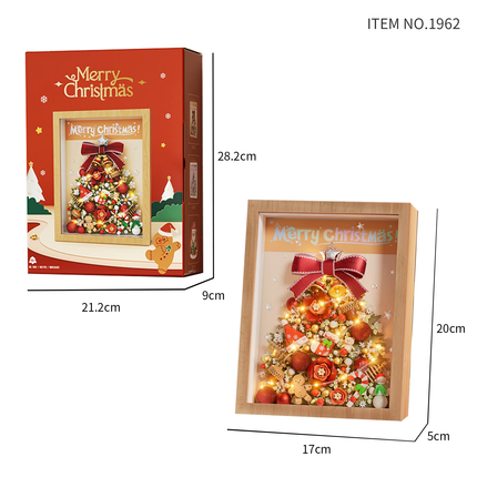 Red Christmas Tree LED Wooden Frame Mini Bricks Building Toy Home Decor Gift AU