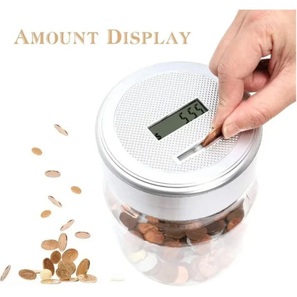 Coin Money Counting Jar Digital LCD Display OZ Coins Piggy Bank Box Gift