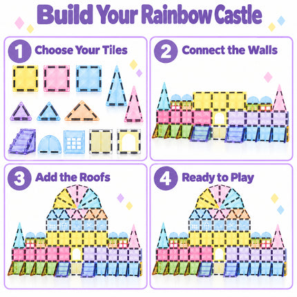 102 Pcs Diamond Magnetic Tiles Castle Building Set Construction Christmas Gift