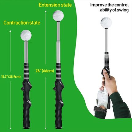 Golf Swing Practice Stick Telescopic Trainer Master Training Aid Posture Correct  （black）