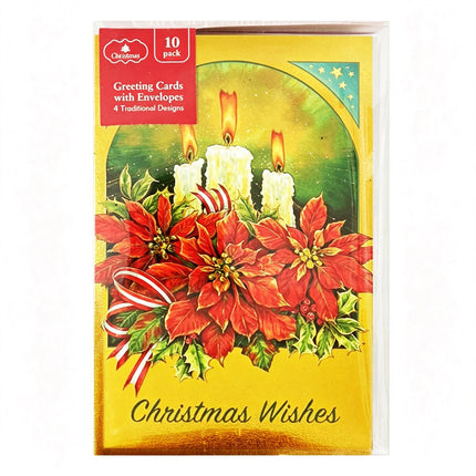 40pk Christmas Cards Greeting Cards & Envelops 4 Traditional Design Xmas Card
