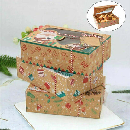 12pcs Christmas Candy Cookie Boxes Bakery Gift Boxes Cupcake Muffin Cake Box