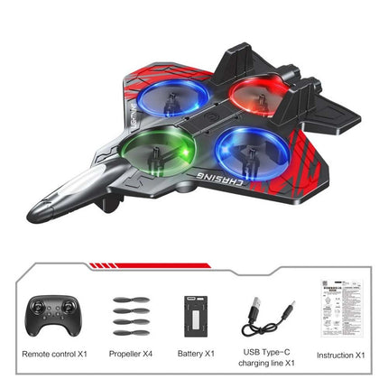 Foam Remote Control Airplane with Light RC Plane 360° Flip Fighter Jet Toy Drone