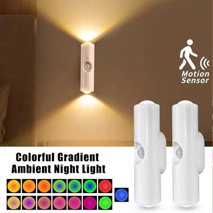 4Pcs USB Rechargeable Motion Sensor LED Night Light Wall Indoor Wireless Lamp Up-Down