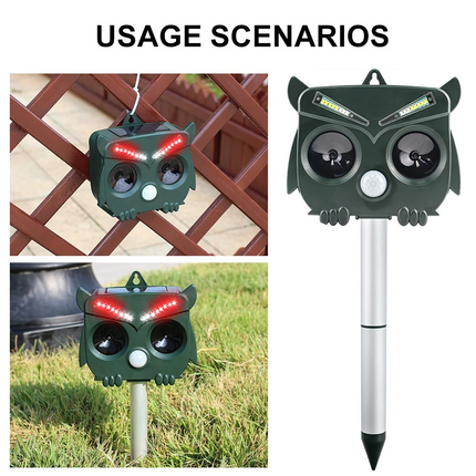 Solar Powered Ultrasonic Bird Repeller Outdoor Animal Deterrent Garden Device