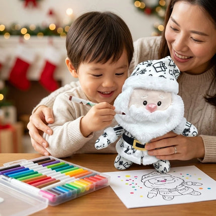 Paintable DIY Paintable Santa Claus Plush Toy Home Festive Decorations with pens