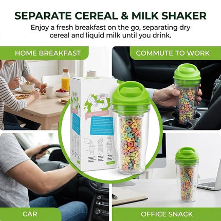 1Pcs Crunch Cup On-the-Go Cereal Tumbler Portable Plastic Cereal Cup Leak-Proof Green