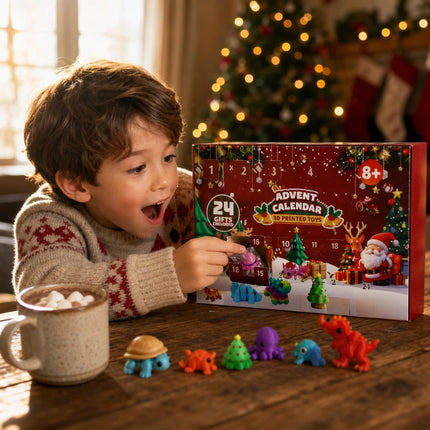2026 Christmas Advent Calendar Countdown with 24Pcs Mini 3D Printed Animals Toys
