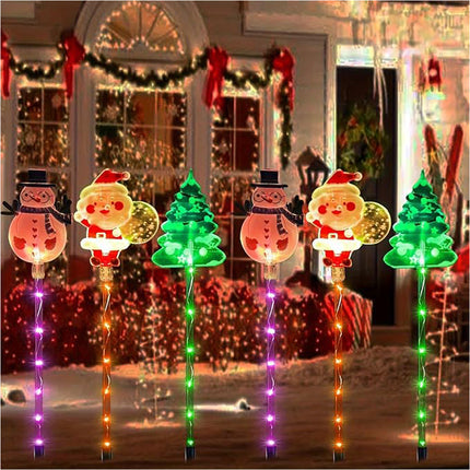 6PCS Solar Star Snowflake Lawn Stake Lights for Christmas Outdoor Yard Decor