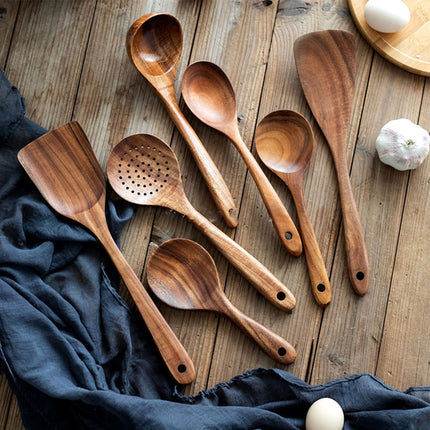 Wooden Utensils Set For Kitchen Messon Handmade Natural Wooden Cooking Spoons