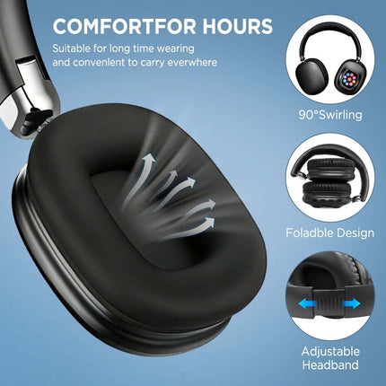 Bluetooth 6.0 Wireless Headphones Hi-Fi Noise Cancelling Over Ear Headset