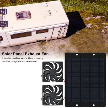 12V 40W Solar Panel Dual Exhaust Roof Attic Fan Air Ventilation Van Greenhouse