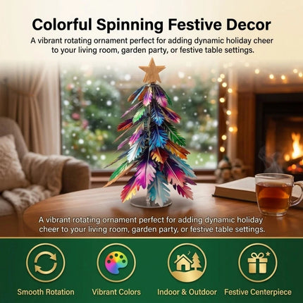 Metal Iron Colorful Mini Christmas Tree Tabletop Rotating Xmas Tree Ornament