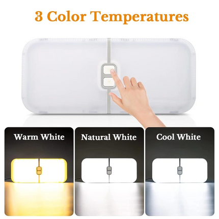 2PCS 12V-24V LED Interior Light White Dimmable RV Caravan Trailer Boat Ceiling Lamp