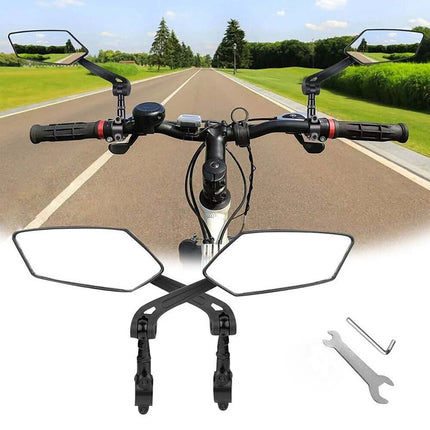2X Bicycle Bike Cycle Handlebar Rear View Mirrors Rearview Rectangle Back Mirror