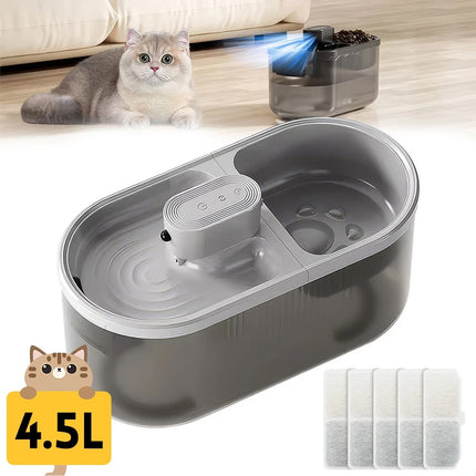 Automatic Pet Cat Drinker 4.5L Motion Sensor 2 Bowl Ultra-Quiet Drinker Fountain