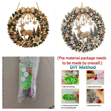 Unfinished Christmas deer Diamond Painting Kit Xmas Ornament Kit Window Decor Style E