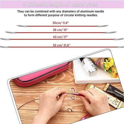 13 Size Aluminum Circular Knitting Needles Set Interchangeable Crochet Hooks