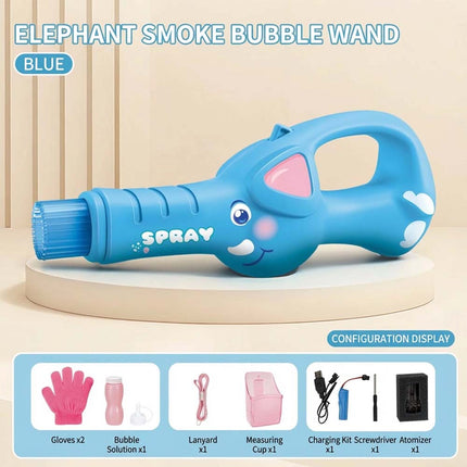 Bubble Fog Wand, Colorful Smoke Bubble-Machine with Light&Sound Effects Blue Elephant