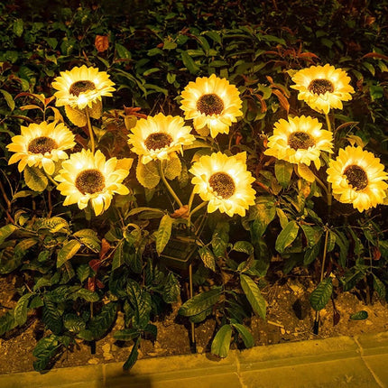 2x Solar Power Garden Stake Lights Sunflower LED Flower lawn Decor Lamp Outdoor