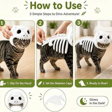 1pc Halloween Pet Dinosaur Skeleton Plush, 3D Spinosaurus Dinosaur Skeleton Costume