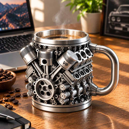 Retro V8 Engines Stainless Steel Cup Insulation Car Mug Gifts for Men and Boys