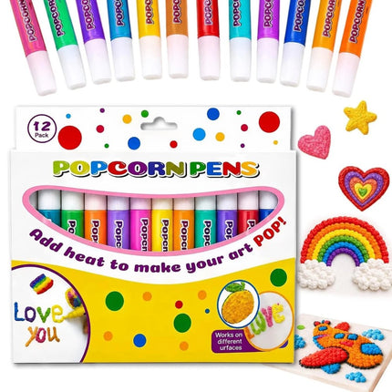 Christmas Cards Pens  3D Magic Popcorn Pens Puffy Paint Bubble Pen 3D Art Pens 12pcs