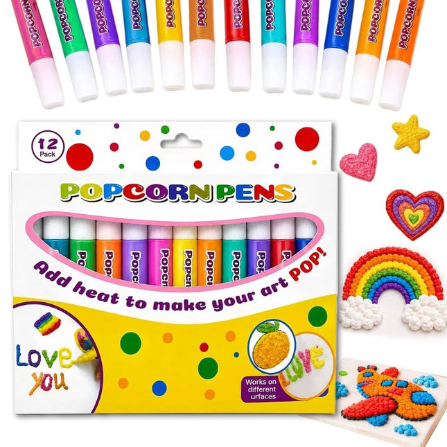 Christmas Cards Pens  3D Magic Popcorn Pens Puffy Paint Bubble Pen 3D Art Pens 12pcs