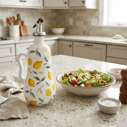 Lemon Pattern Oil Bottle Olive Oil Dispenser Vinegar Can Oil Container for Home
