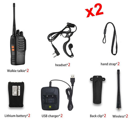 2pcs  Walkie-talkie UHF 400-470MHz Built in Flashlight + Earbud