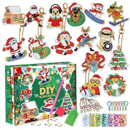 Christmas Diamond Painting Keychain 5D DIY Hanging Art Ornaments Gifts