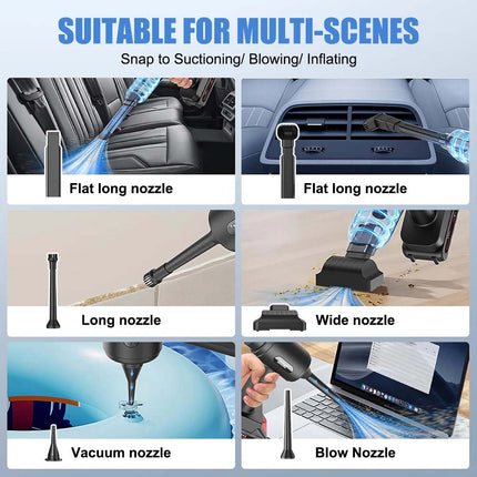 High Power 35000 PA Suction Blower Cordless Handheld Vacuum Cleaner for Home Car Brushless-Black
