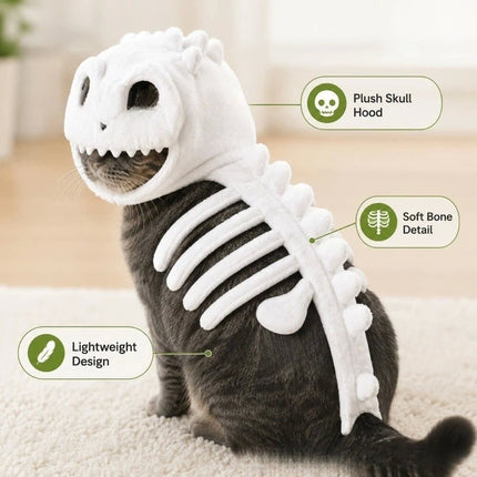 1pc Halloween Pet Dinosaur Skeleton Plush, 3D Spinosaurus Dinosaur Skeleton Costume