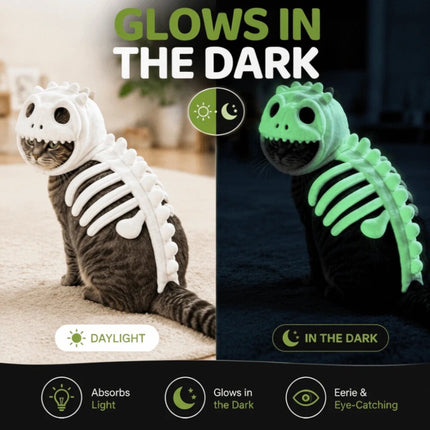 1pc Halloween Pet Dinosaur Skeleton Plush, 3D Spinosaurus Dinosaur Skeleton Costume