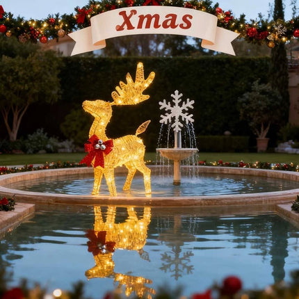 80cm Christmas Decoration Reindeer LED Lights Light up Solar Iron Frame Door