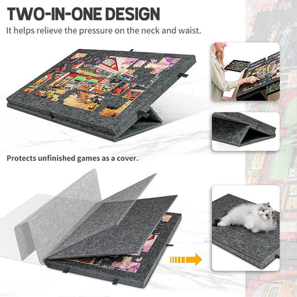 1000 Piece Puzzle Board  Tilting Felt Surface 2-in-1 Stand & 6 Drawers