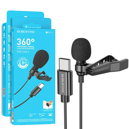 360° Lavalier Microphone Clip-On USB-C Mic for Android Laptop
