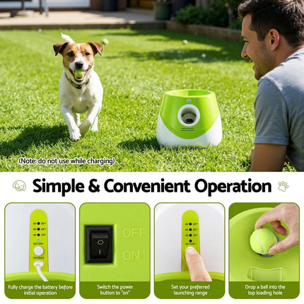 Auto Dog Ball Launcher Thrower Automatic Tennis Fetch Throwing Machine 6 Balls