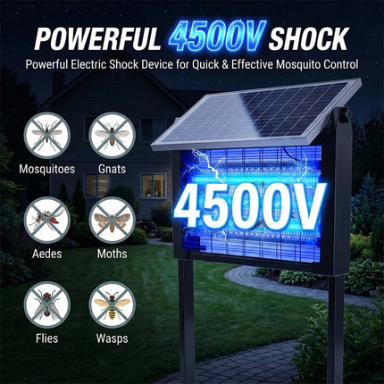 4500V Solar Bug Zapper Waterproof Mosquito Zapper Outdoor Solar &Battery Powered