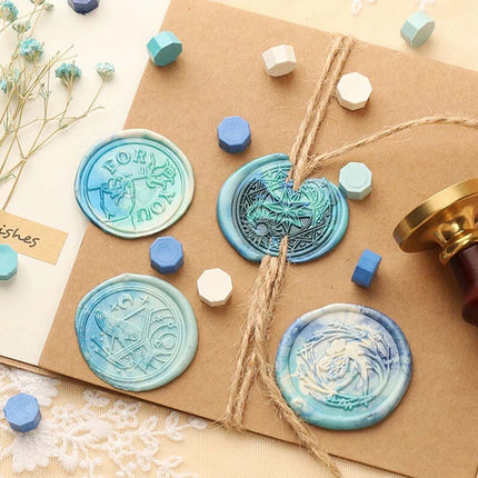1200Pcs Colour Sealing Wax Mix Metallic Stick Beads Stamp Seal Candle Envelope 1Box Macaron and1Box bluegreen